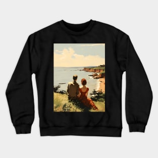 Vintage Romantic Couple on Prince Edward Island - Nostalgic Artwork Crewneck Sweatshirt